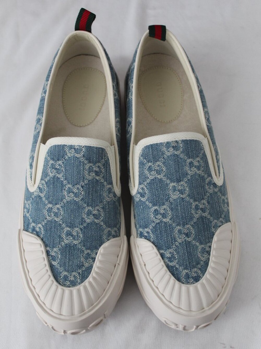 NWB Gucci GG Supreme Blue Loafers Slip On Sneakers Flats Loafer Tennis 836059 40 - Picture 3 of 8